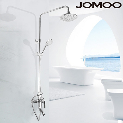 JOMOO九牧衛(wèi)浴 全銅淋浴器太陽花灑套裝 可升降帶下出水 3666-126,灰色簡約現(xiàn)代衛(wèi)浴置物搭配及圖片-一兜糖yidoutang.com