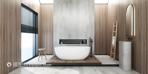 3D木結構衛浴場景